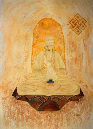 Aquarellmalerei - Meditierender Buddha